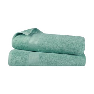 Modern Solid Classic Premium Luxury Cotton 2 Piece Bath Sheet Towel Set by Blue Nile Mills - 1 of 4