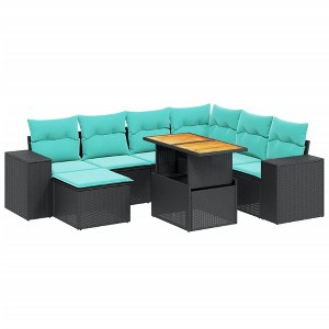 vidaXL 8 Piece Patio Sofa Set with Cushions Black Poly Rattan - 1 of 4