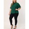 Agnes Orinda Women's Plus Size Glitter Pleated Keyhole Back Star Print Puff Sleeve Blouses - 2 of 4