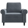 vidaXL Velvet 1-Seater Sofa Chair - Dark Gray Modern Lounge Armchair with Padded Seat, Metal Frame, for Living Room, Office, Indoor Use - 3 of 4