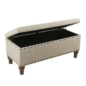 Large Storage Bench with Nailhead Trim Taupe/Cream - HomePop, Brown/Ivory