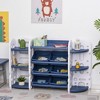 Qaba Kids Toy Storage Organizer Book Shelf with 3 Separate Shelving Sections, 7 Shelves, & 6 Removeable Bins, Blue - 3 of 4