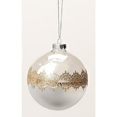 Roman Silver and Gold 3-Finish Christmas Ball Ornament 3.5" (88mm)