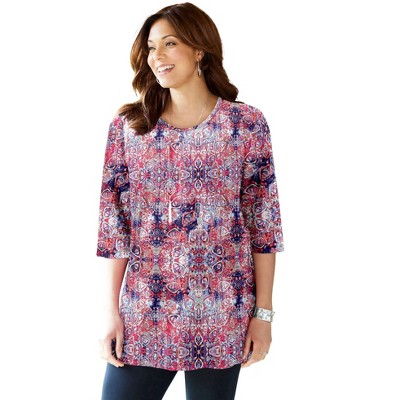 Catherines Women's Plus Size Easy Fit 3/4-Sleeve Scoopneck Tunic