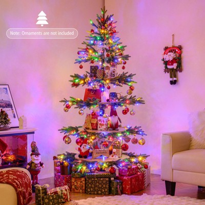Costway 6.4 FT Rotating Christmas Tree with 280 Branch Tips 220 LED Lights Electric Stand