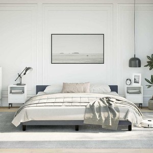 Bed Frame With Headboard Dark Grey Velvet California King Modern - 1 of 4