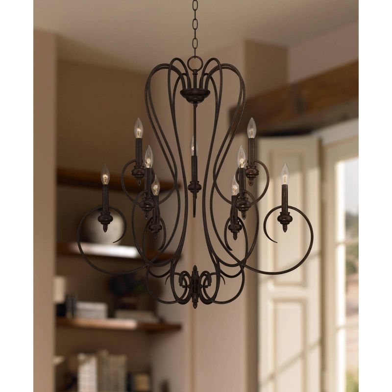 Franklin Iron Works Channing Bronze Chandelier 30 1/2" Wide Curved Scroll 9-Light Fixture for Dining Room House Foyer Kitchen Island Entryway Bedroom, 5 of 7