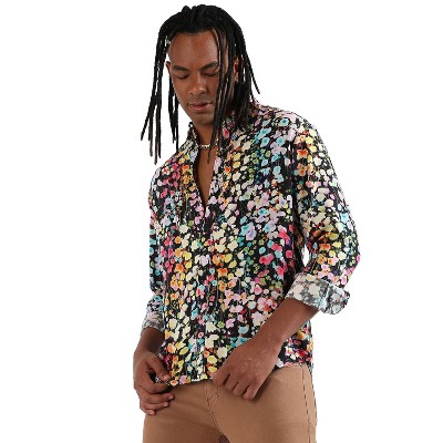 Campus Sutra Men Men's EcoLiva Multicolour Botanical Cluster Shirt