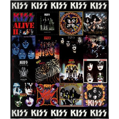 KISS Blanket KISS Album Cover Collage Music Band Fleece Throw Blanket