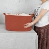 Aoibox Large Rectangle Cotton Rope Blanket Storage Basket 22x17x12 Woven Laundry Bin with Handles for Toys Towels - 3 of 4