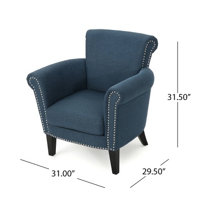 Navy Blue Handcrafted Studded Wood Accent Chair