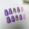 LOVELAY CREATIONS Purple Pink Coffin Press-On Nails with 3D Flowers - 2 of 4