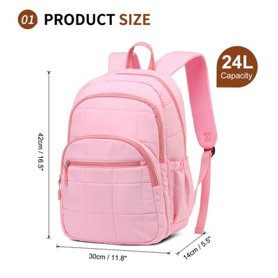 Unique Bargains Large Capacity Casual Work Fashion Quilted Laptop Backpack Pink — фото 3