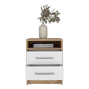 Vynxaria Nightstand - 2 Drawers & Open Shelf, Metal Hardware for Smooth Use, Durable Bedroom Storage - 1 of 4
