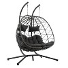 Nestfair 74.8" 2 Person Outdoor Patio Wicker Swing Egg Chair with Cushion Dark Gray - 2 of 4