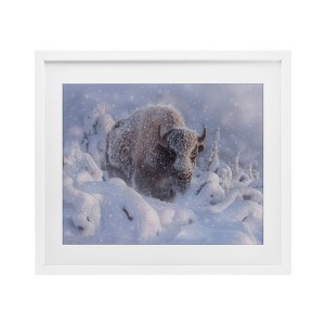 Stupell Industries Winter Bison In Deep Framed Print Under Glass Art - 1 of 4