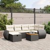 vidaXL Patio Sofa Set with Cushions Outdoor Furniture 7 Piece Poly Rattan - Black and Cream without Storage - 2 of 4