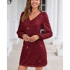 Women's Long Sleeve V-Neck Sequin Party Dress - Knee-Length Evening Gown (S-2XL) - 3 of 4