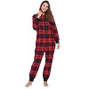 Ashford & Brooks Women's Flannel Hooded One Piece Pajama Union Jumpsuit - 2 of 4