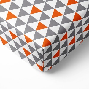 Bacati - Triangles Orange Gray 100 percent Cotton Universal Baby US Standard Crib or Toddler Bed Fitted Sheet - 1 of 4