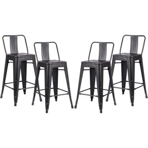 Lyngins Set of 2/4 Industrial Metal Bar Stools,Counter Chairs with Bucket Back,Stools for Kitchen Counter,Living Room - 1 of 4