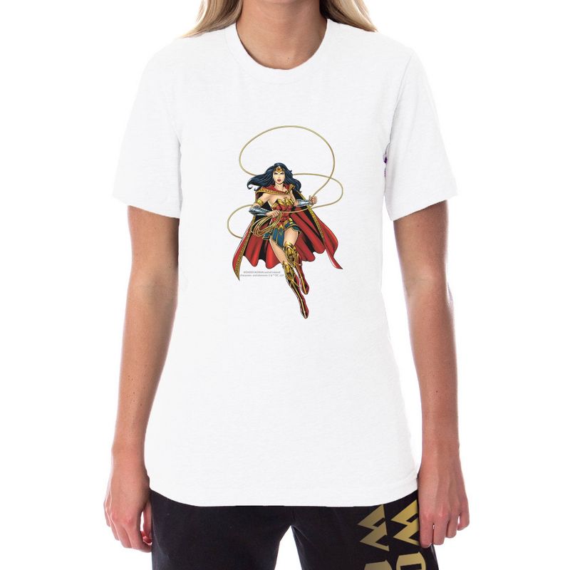 DC Comics Women's Wonder Woman Classic Logo Sleep Pajama Set Top Bottoms Multicolored, 3 of 4