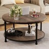 Round coffee table,coffee table with storage rack, coffee table with sturdy metal legs,retro style - 4 of 4