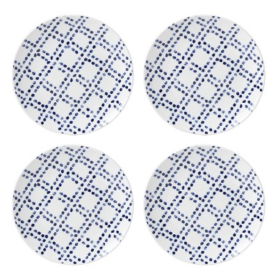 Navy and White Porcelain 12-Piece Geometric Dinnerware Set