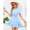Coolmee Women's Summer Dresses Casual Square Neck Dresses Ruffle Short Sleeve   Dot Flowy Mini Dress - 2 of 4