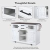 NicBex Modern Kitchen Island with Drop Leaf & Power Outlet,Rolling Kitchen Cart with Cross Barn Doors,Storage Cabinet Folding Dining Table - 4 of 4