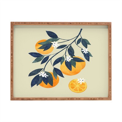 El buen limon Oranges branch and flowers Rectangular Tray -Deny Designs