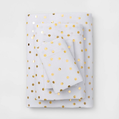 white and gold polka dot bedding target