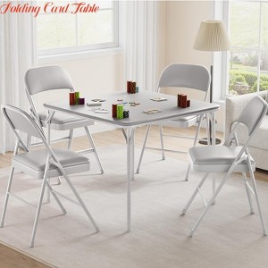 33.6" Square Folding Card Table - Portable, PU Soft Cushion, Ideal for Living Room, Office & Camping - 1 of 4