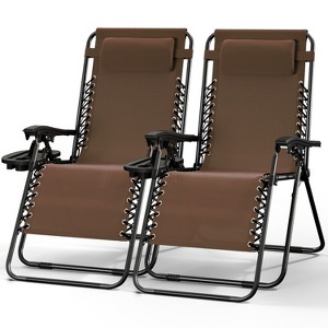 Nestl Zero Gravity Chairs Set of 2, Reclining Camping Chair, Folding Outdoor Chair with Pillow & Cup Holder Tray - 1 of 4