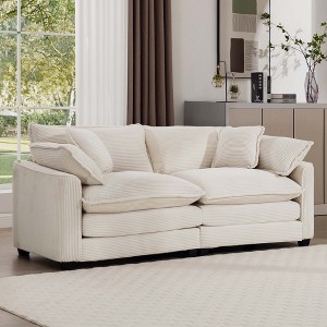 NicBex 80.3 Inch Loveseat,Modern Corduroy Fabric Loveseat Sofa with 4 Pillows,Deep Seating 2-Seater Couch for Living Room - 1 of 4