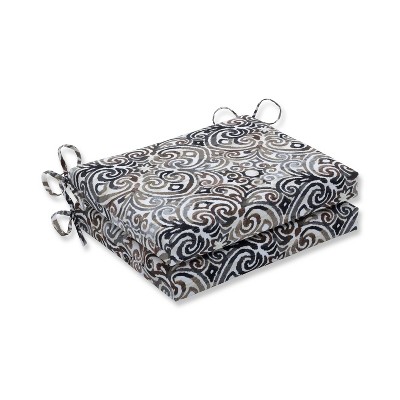 2pk Corrinthian Driftwood Squared Corners Outdoor Seat Cushions Black - Pillow Perfect