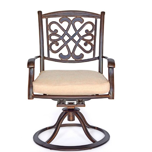 2pk Metal Patio Dining Swivel Chairs - Brown - Wellfor: Elegant