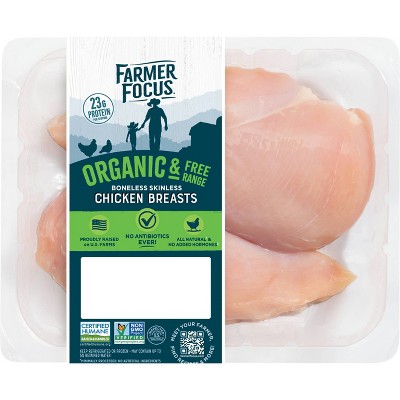 Farmer Focus Organic Boneless Skinless Chicken Breast - 0.75-1.67lbs - price per lb