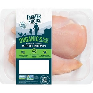 Farmer Focus Organic Boneless Skinless Chicken Breast - 0.75-1.67lbs - price per lb - 1 of 2