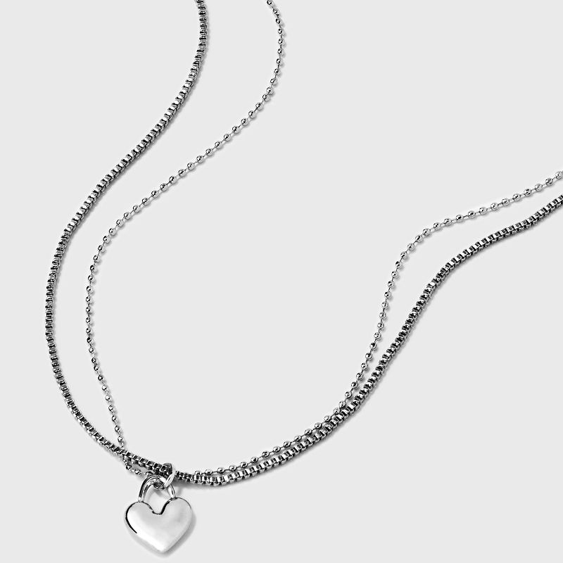Heart Charm with Chain Necklace - Universal Thread&#8482; Silver, 4 of 5