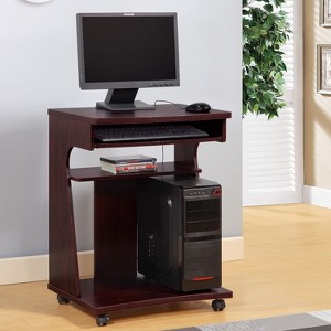 KTMBDW Portable Rolling Desk on Wheels Desks for Small Spaces, 24" Computer Desk with Storage Shelves for Home Office Rustic,Brown - 1 of 4