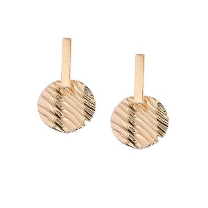 SOHI Women's California Gold Metallic Textured Drop Earrings - 1 of 4