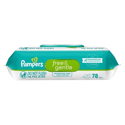 Pampers Free & Gentle 100% Plant-Based Fragrance Free Baby Wipes, 1 pack, 78 Count