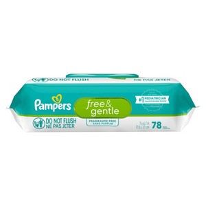 Pampers Free & Gentle 100% Plant-Based Fragrance Free Baby Wipes, 1 pack, 78 Count - 1 of 1
