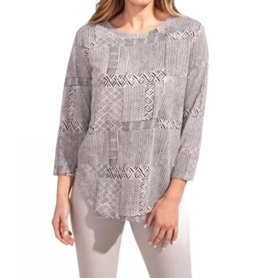 Women's Handblock Patchwork Print Cotton Tee - ESCAPE BY HABITAT