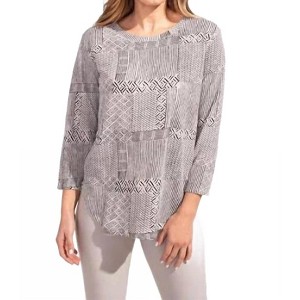 Women's Handblock Patchwork Print Cotton Tee - ESCAPE BY HABITAT - 1 of 1