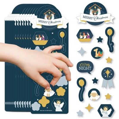 Big Dot of Happiness Holy Nativity - Manger Scene Religious Christmas Favor Kids Stickers - 16 Sheets - 256 Stickers