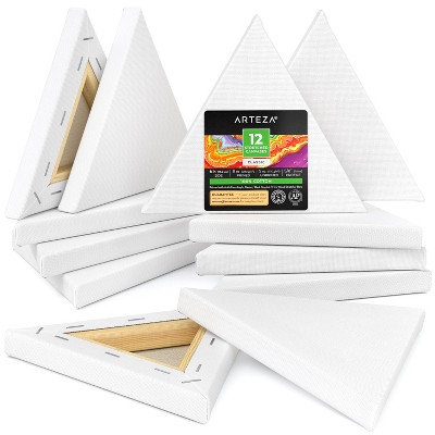 Arteza Classic Blank Triangle Stretched Canvas, 6", Blank Canvas Boards for Painting - 12 Pack (ARTZ-3918)