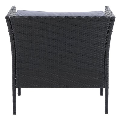 Elegant Black and Ash Gray Resin Wicker Patio Armchair with Cushions