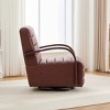 Modern Upholstered 360° Swivel Accent Chair with Solid Wood Armrests Reading Chair Single Sofa Armchair for Bedroom Living Room-The Pop Home - 4 of 4